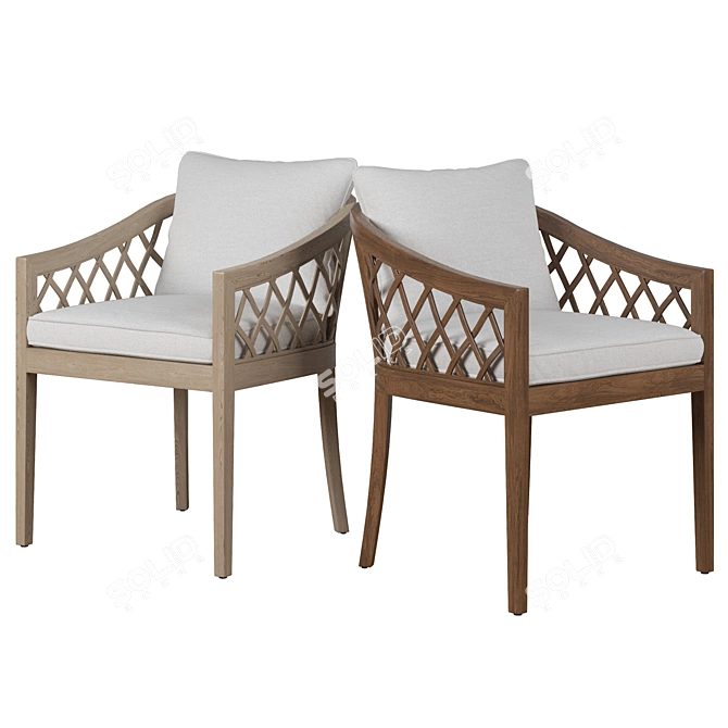 Elegant RH Greystone Dining Armchair 3D model image 7