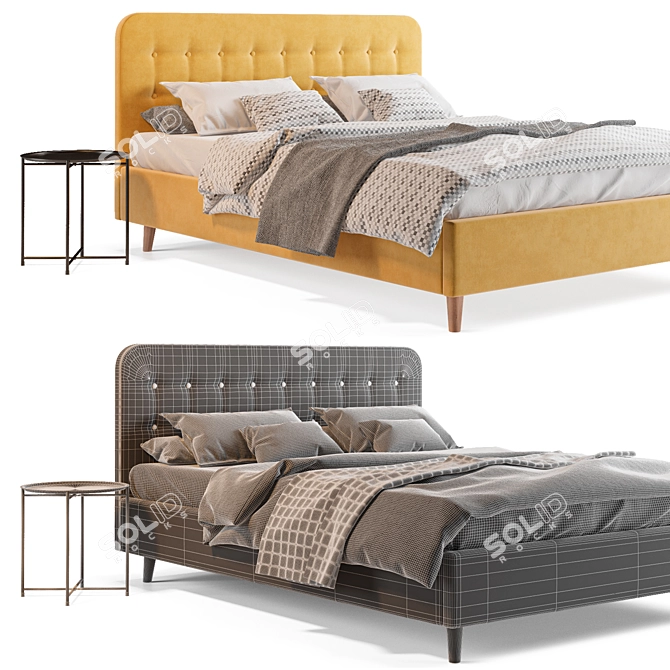 Dins 160 Divan Bed with Side Table 3D model image 4