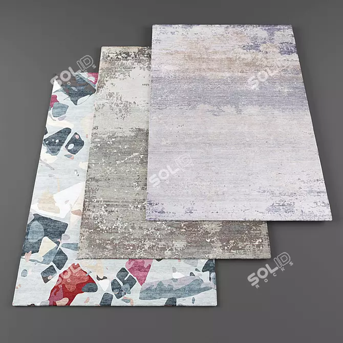 High-Res Rugs Pack: 3 Textured Designs 3D model image 1