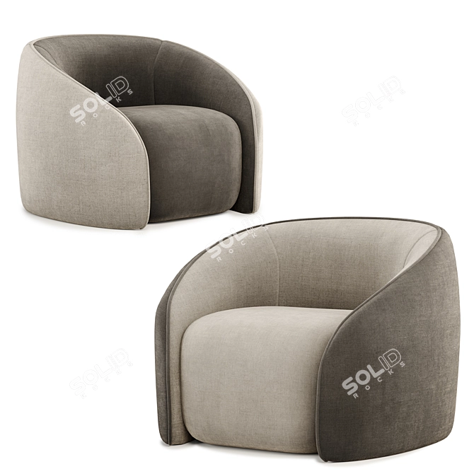 Elegant BALOO Armchair for 3D Software 3D model image 2