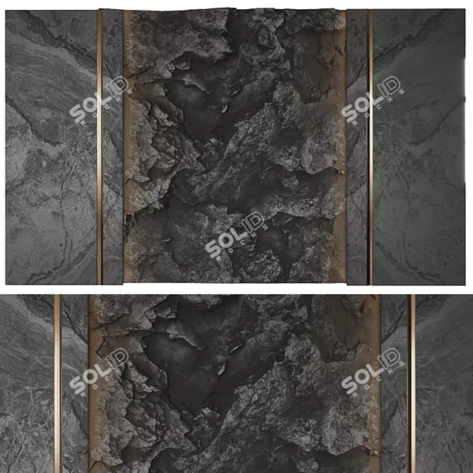 Black Rock Wall Panel 3D model image 1