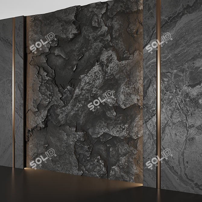 Black Rock Wall Panel 3D model image 2