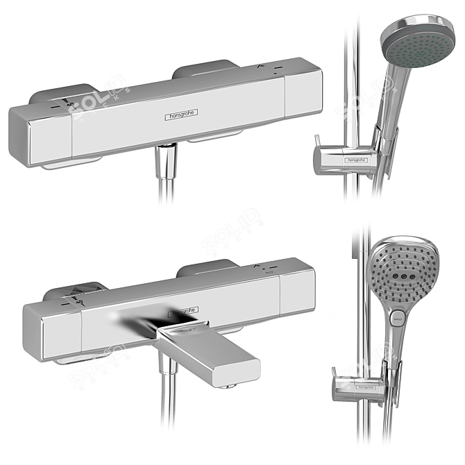 HANSGROHE Ecostat Raindance Novus Loop: Adjustable Shower Set with Watering Can 3D model image 4