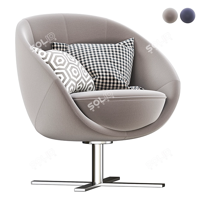 Elegant Boule Armchair 3D model image 1