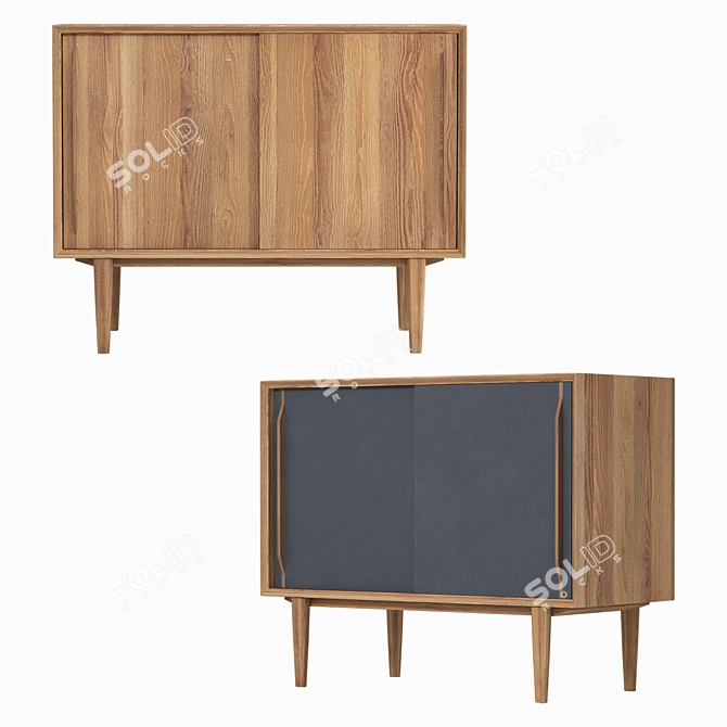 Scandinavian Style Two-Door Chest: Bruni Black 3D model image 1