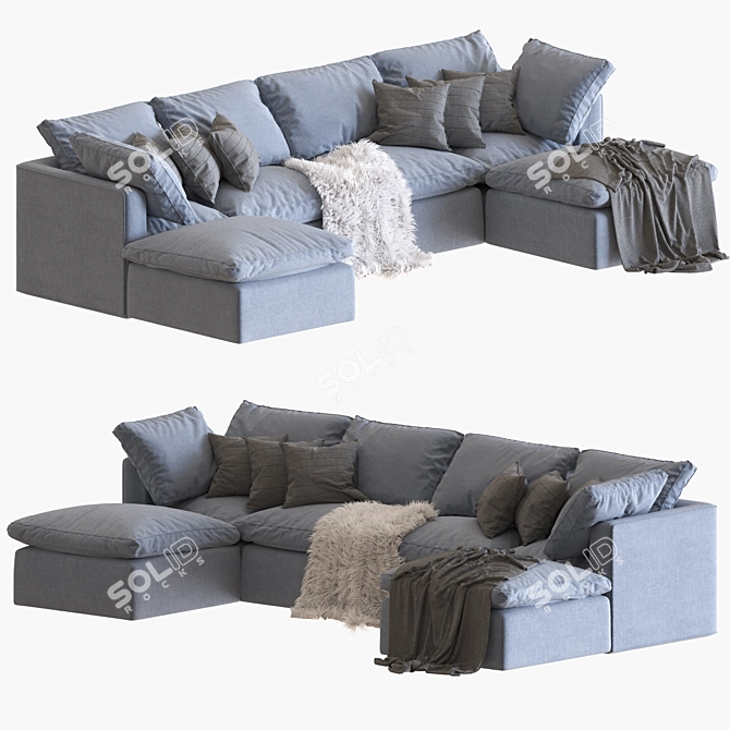 Modern Grey Sofa 09 3D model image 1