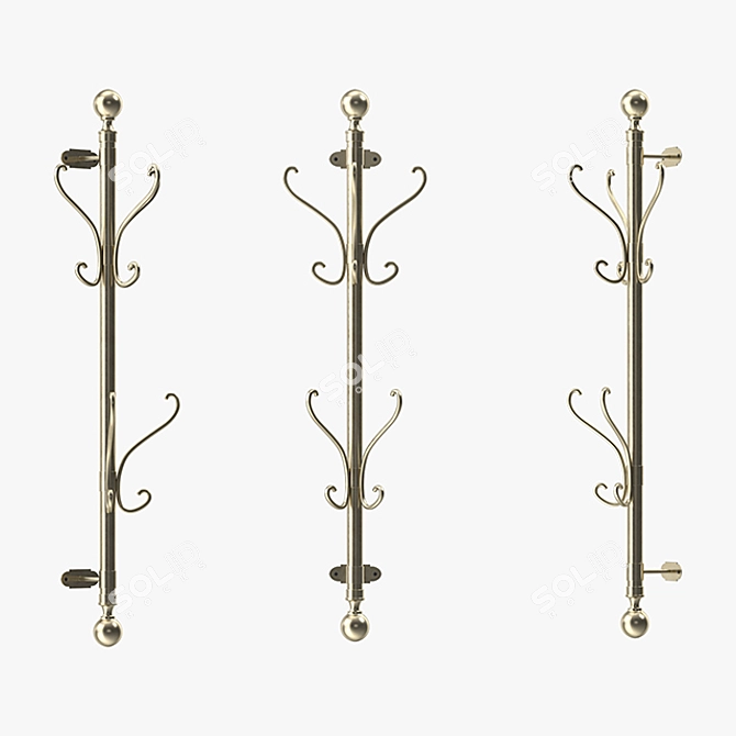 Stylish Wall Mounted Coat Rack 3D model image 4