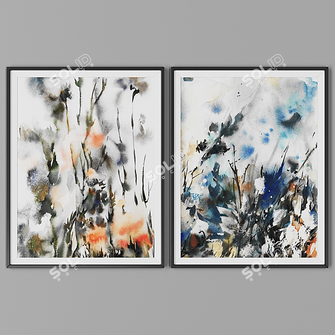 Elegance in Frames: Black Picture Set 3D model image 1