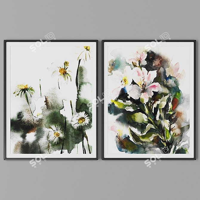 Modern Black Frame Art Set 3D model image 1