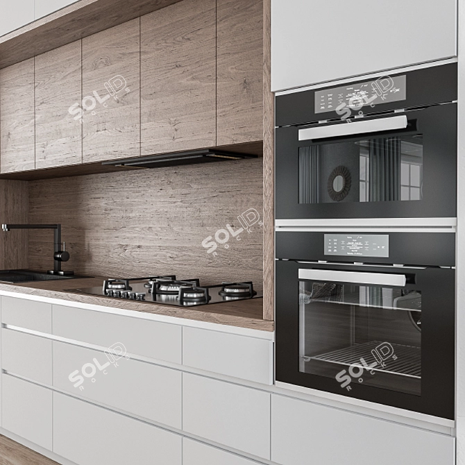 Modern Gray Wood 42 - Kitchen 3D model image 3