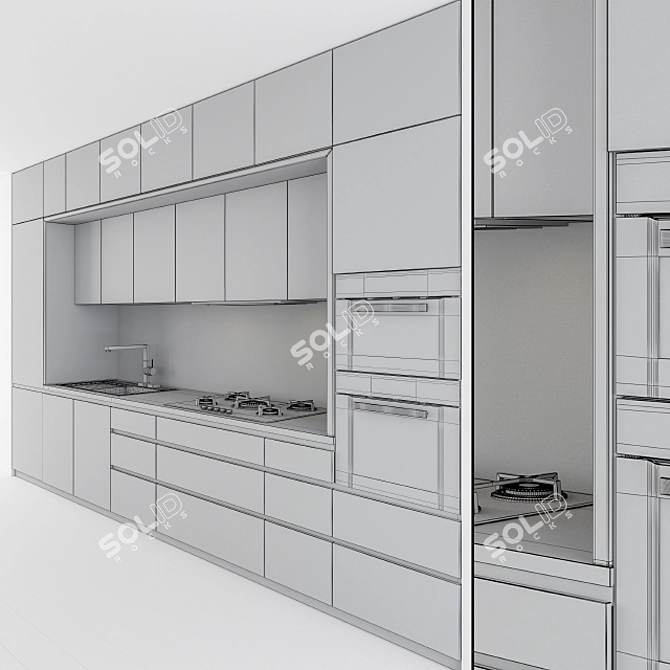 Modern Gray Wood 42 - Kitchen 3D model image 5