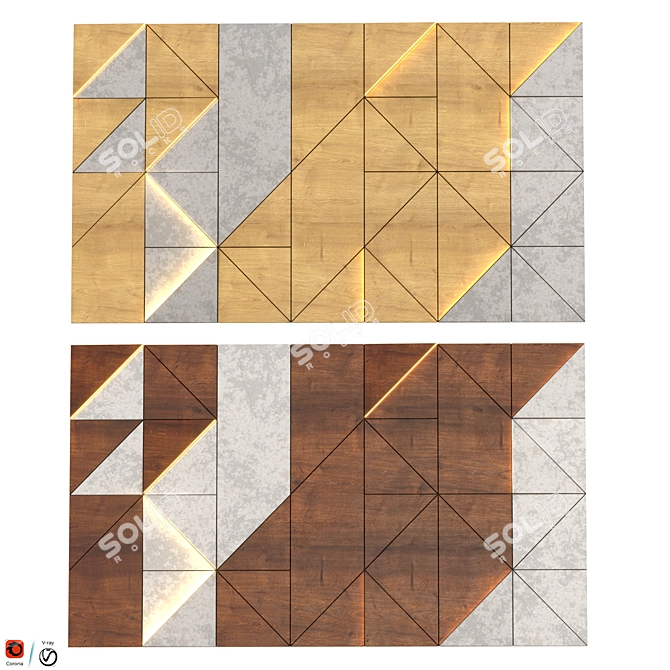 Elegant Wood Wall Panel 02 3D model image 6