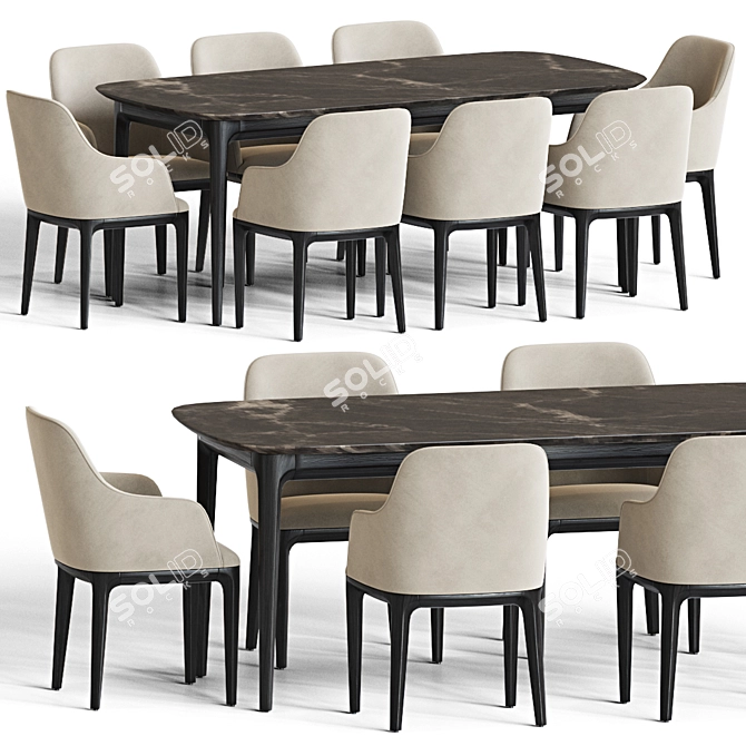 Elegant Dining Set 96: Versatile, Stylish & Modern 3D model image 1