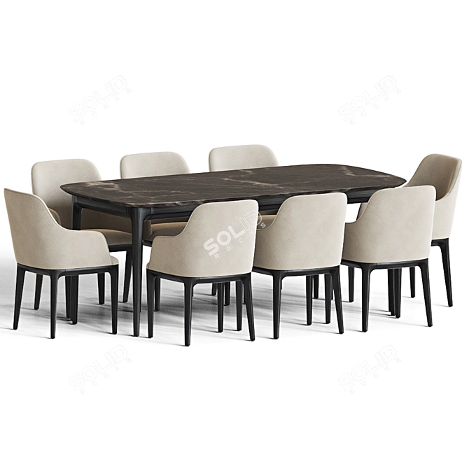 Elegant Dining Set 96: Versatile, Stylish & Modern 3D model image 2