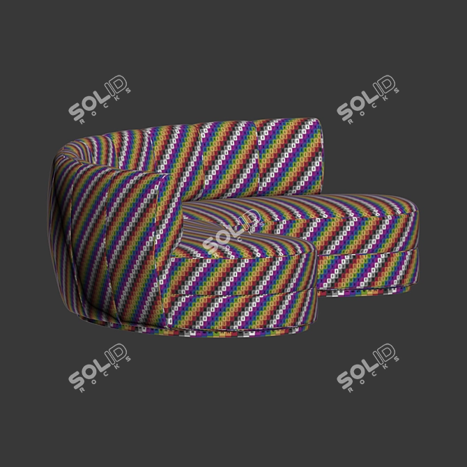 Contemporary Velvet Curved Sofa 3D model image 5