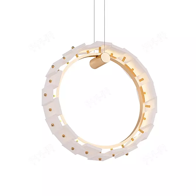Modern LED Pendant Light with Rectangular Marble Shade 3D model image 1
