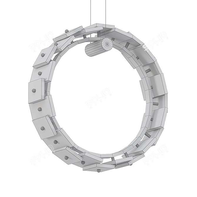 Modern LED Pendant Light with Rectangular Marble Shade 3D model image 2