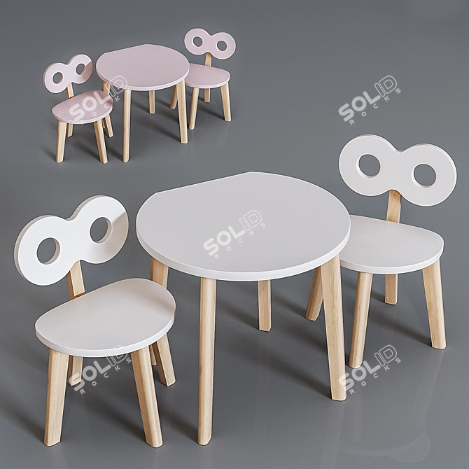 Ooh-Noo Kids Table & Chair Set 3D model image 1