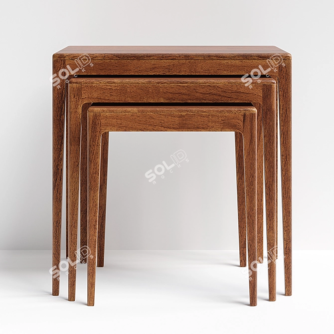 Rustic Wood Nesting Tables by ZARA HOME 3D model image 2