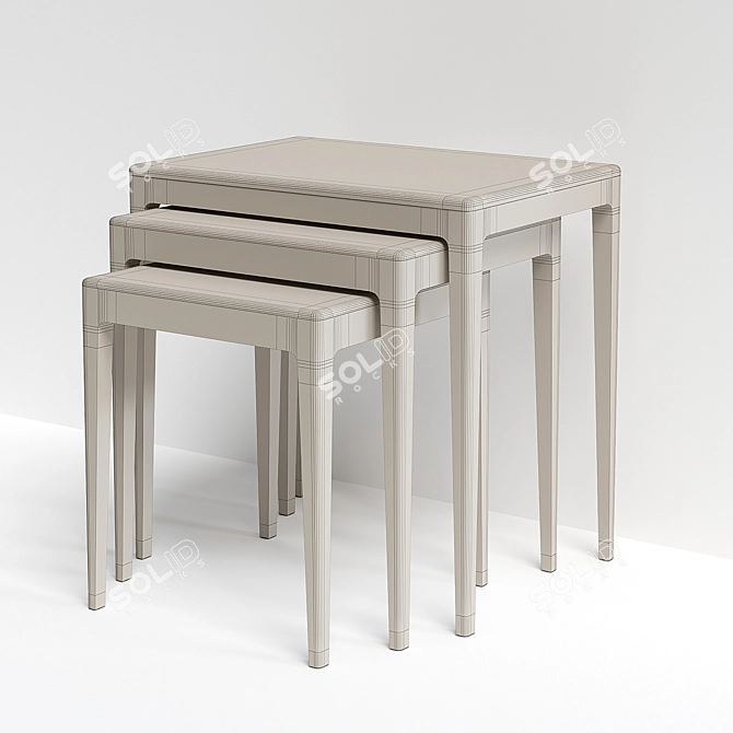 Rustic Wood Nesting Tables by ZARA HOME 3D model image 3