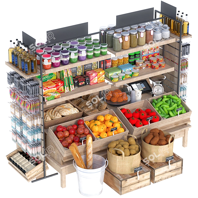 High-Quality Grocery Store Display 3D model image 1