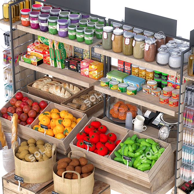 High-Quality Grocery Store Display 3D model image 2