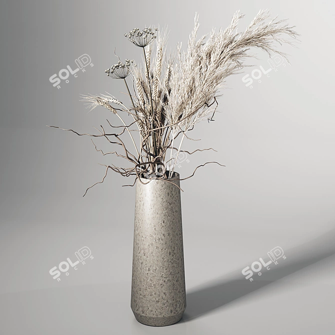 Exquisite Dried Plant Vase 3D model image 1