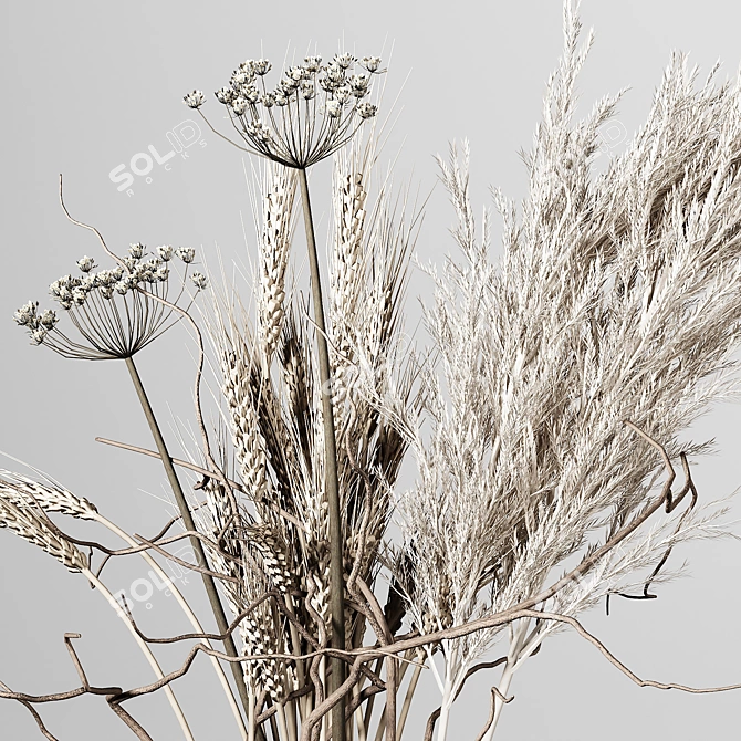 Exquisite Dried Plant Vase 3D model image 2