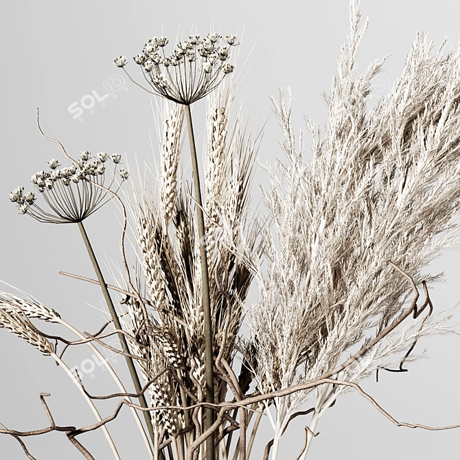 Exquisite Dried Plant Vase 3D model image 7