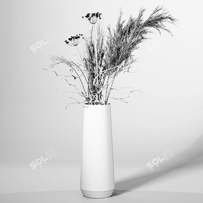 Exquisite Dried Plant Vase 3D model image 9