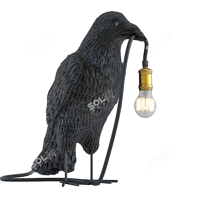 Elegant Crow Mat Black Lamp 3D model image 1