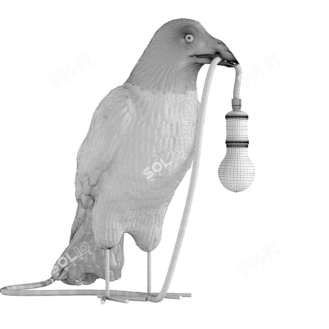 Elegant Crow Mat Black Lamp 3D model image 3