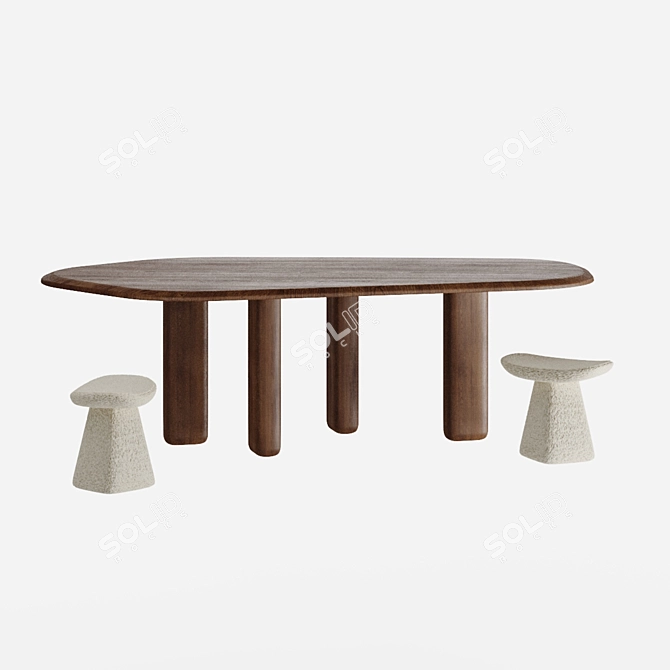 Rustic Elegance: ROUGH Dining Table 3D model image 1