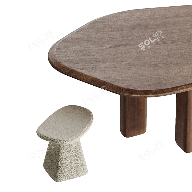 Rustic Elegance: ROUGH Dining Table 3D model image 2