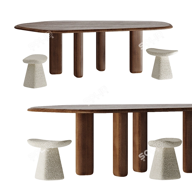 Rustic Elegance: ROUGH Dining Table 3D model image 4