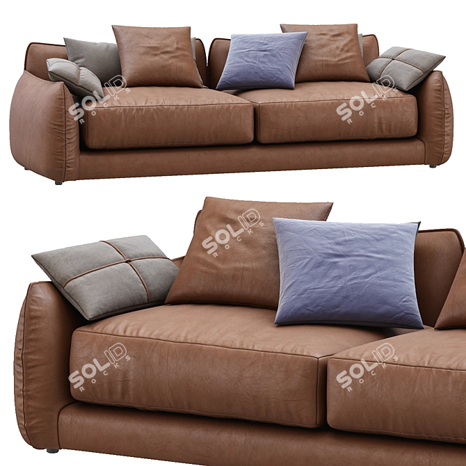 Luxurious Leather Sofa: James By Montauksofa 3D model image 1