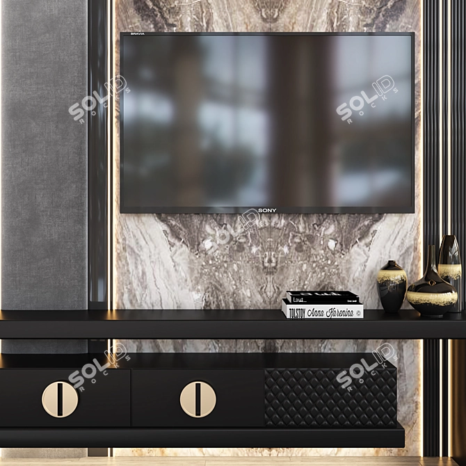 Modular TV Wall with Decor 3D model image 3