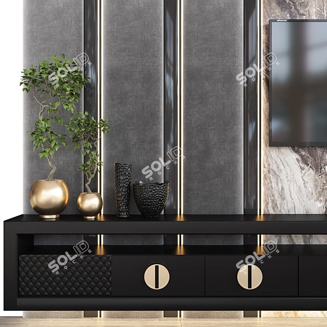 Modular TV Wall with Decor 3D model image 4