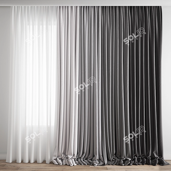 Elegant Curtain 157: High-Quality Polygonal Model 3D model image 1