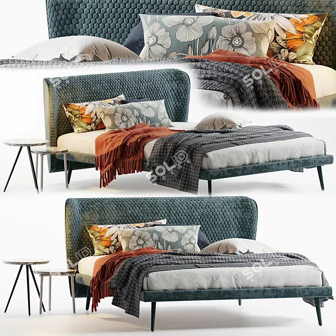 Contemporary Bolzan Corolle Bed 3D model image 1