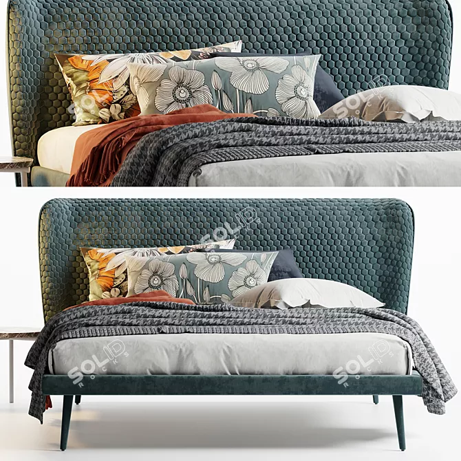 Contemporary Bolzan Corolle Bed 3D model image 8