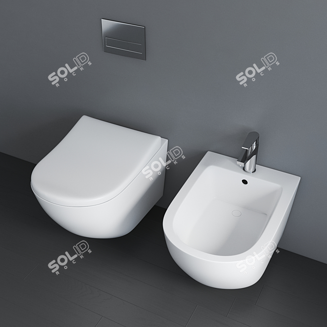 White Bidet and Toilet Set | 3DS Max 2015 Model 3D model image 2