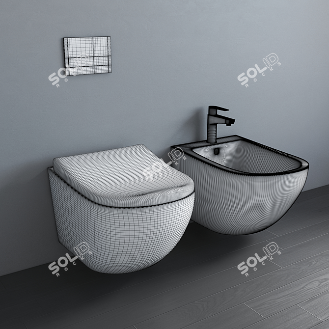 White Bidet and Toilet Set | 3DS Max 2015 Model 3D model image 4