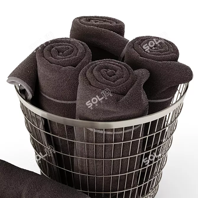 Luxury Towel Set in Stylish Basket 3D model image 3