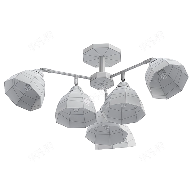 Paola Ceiling Chandelier - Elegant Glass Shades 3D model image 2