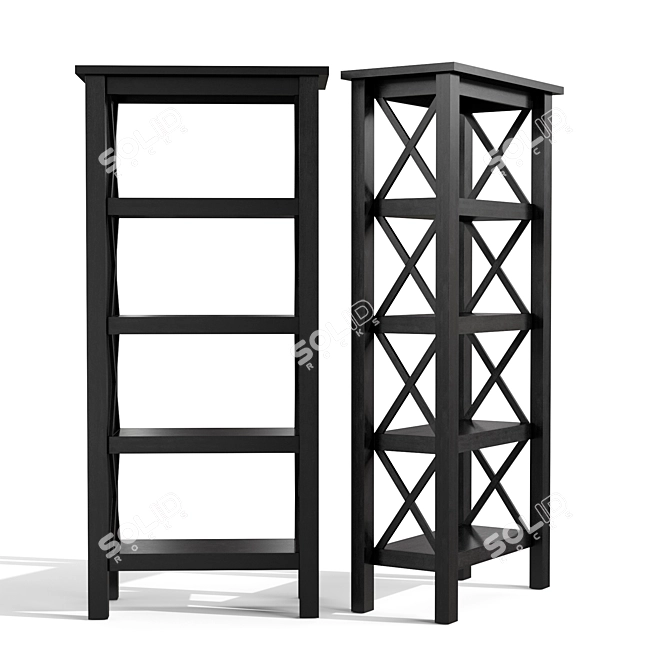 Sleek Black Pine Bookcase 3D model image 1