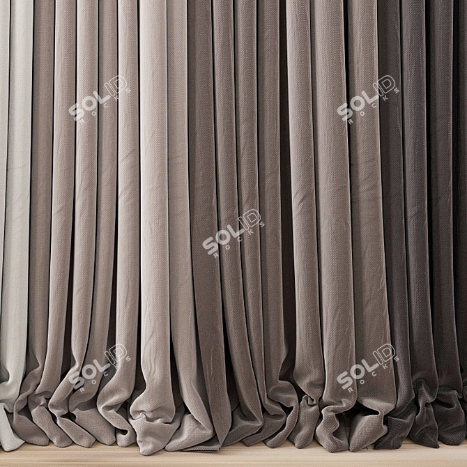 Elegant Poly Curtain Set 3D model image 2