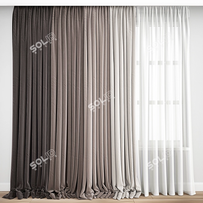 Elegant Poly Curtain Set 3D model image 5