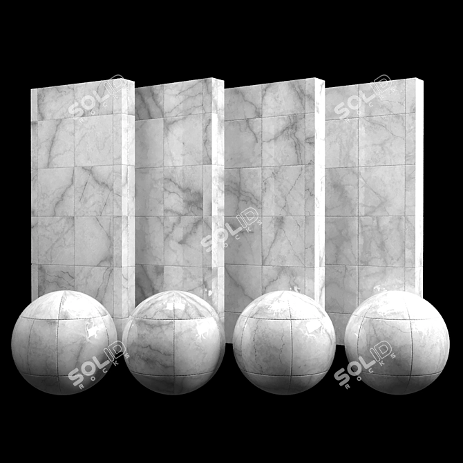 Whute Calcatta Grid Marble: Versatile PBR Texture 3D model image 1