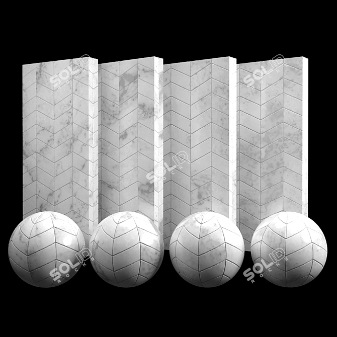 Elegant White Macael Marble Chevron 3D model image 1